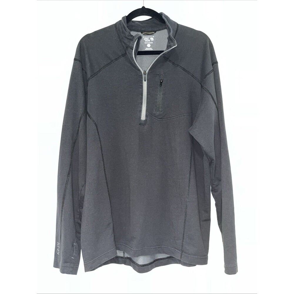 Mountain Hardwear 1/4 Zip Pullover Mens XL Black Sweatshirt Preppy Thumb Loop